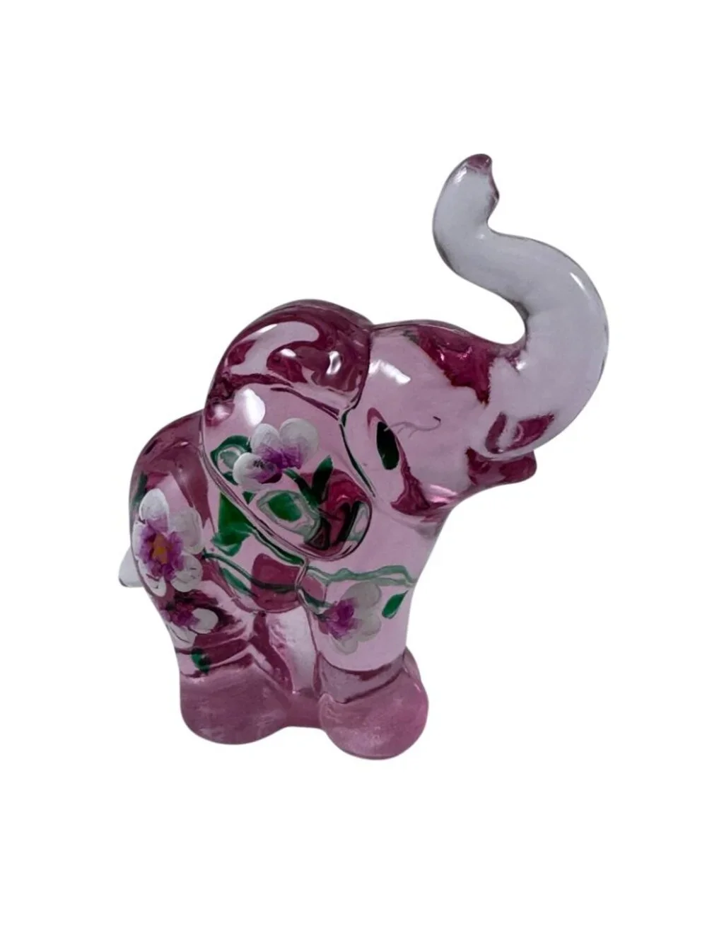 Lenox Fenton Mini Elephant Pink Glass Rosemilk Hand Painted Vintage 2003